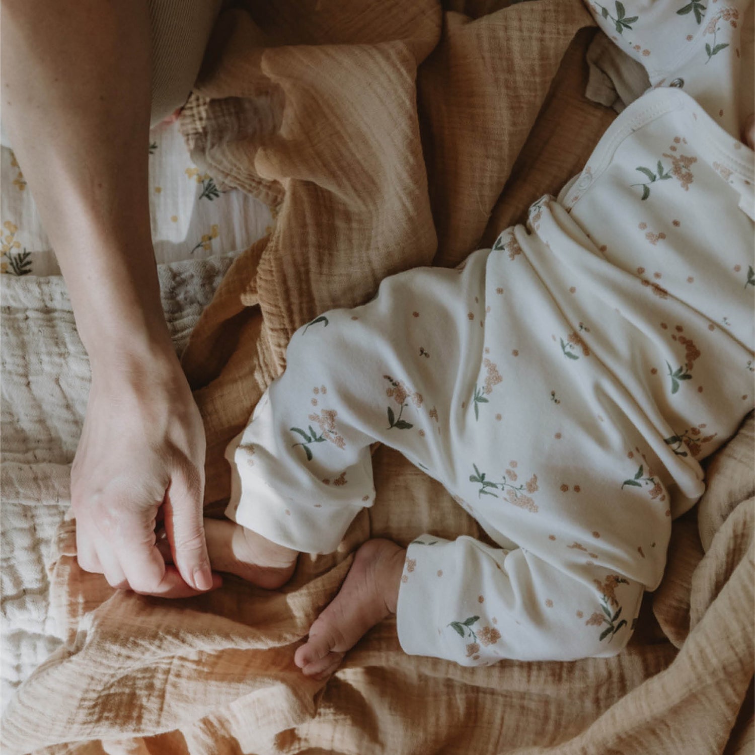 Muslin Swaddle Blanket in hay