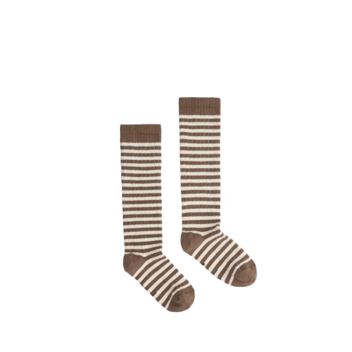 Lange gerippte Socken in brownie/cream