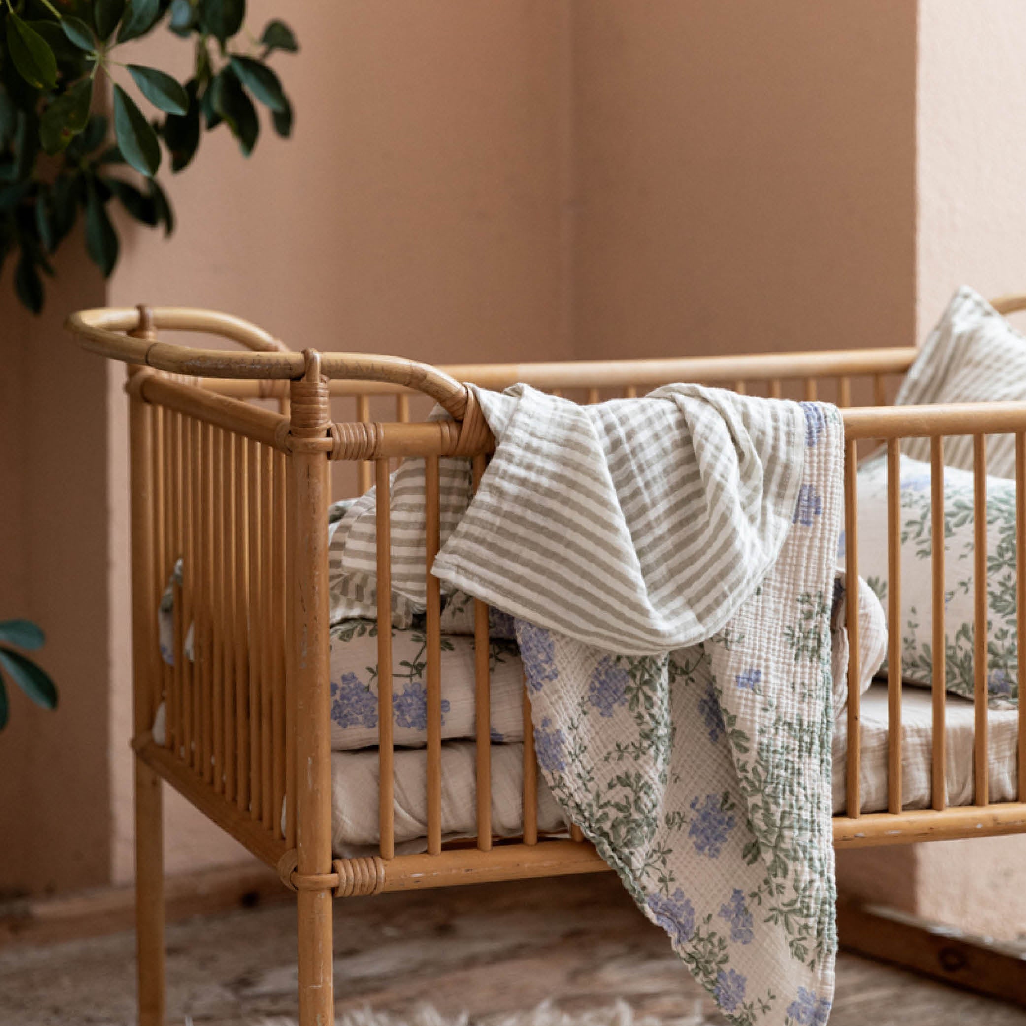 Muslin Swaddle Blanket in stripe anjou