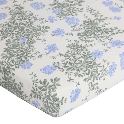 Muslin Fitted Sheet in plumbago