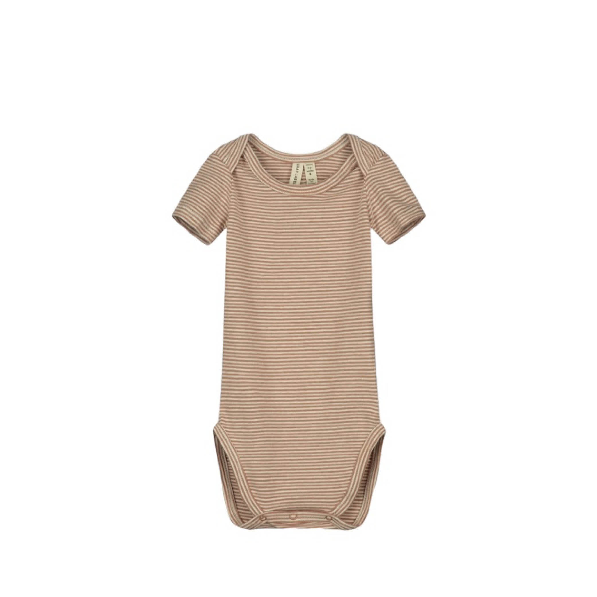 Short-sleeved Baby Body in biscuit/cream