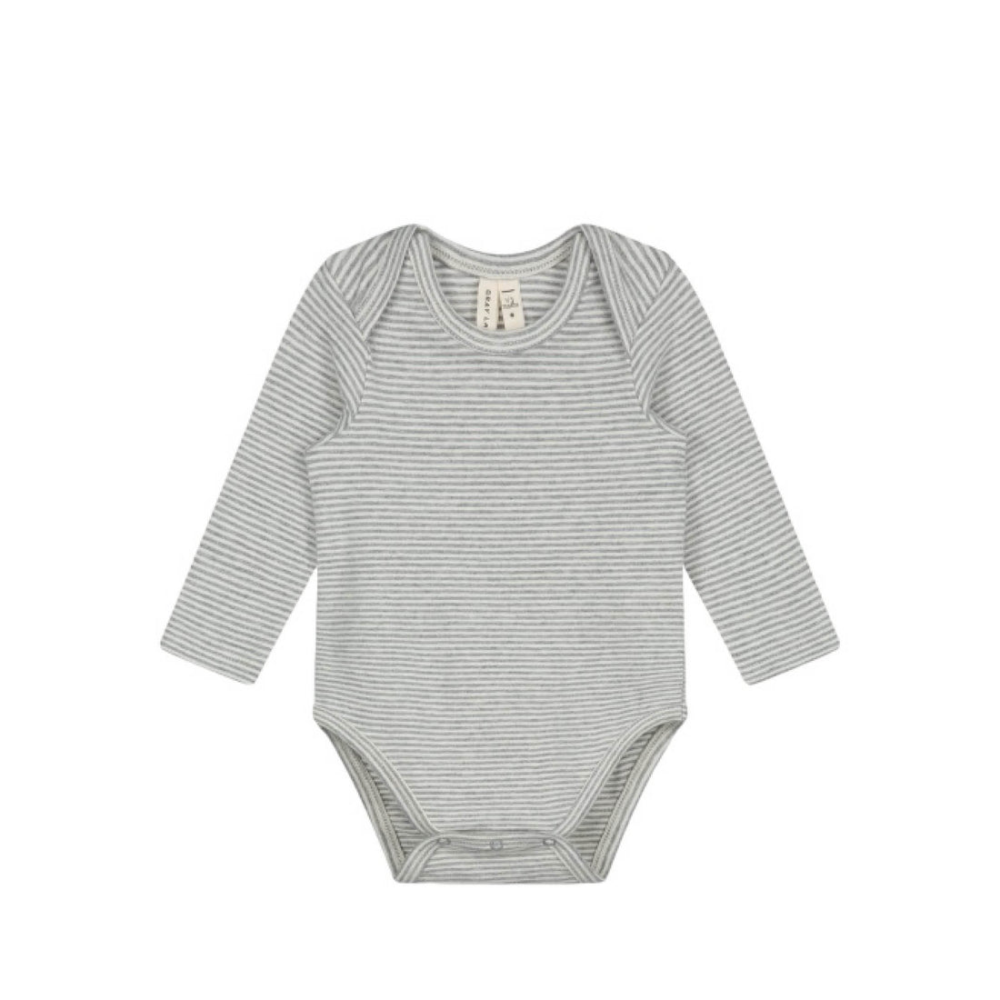 Long-sleeved Baby Body in grey melange/cream