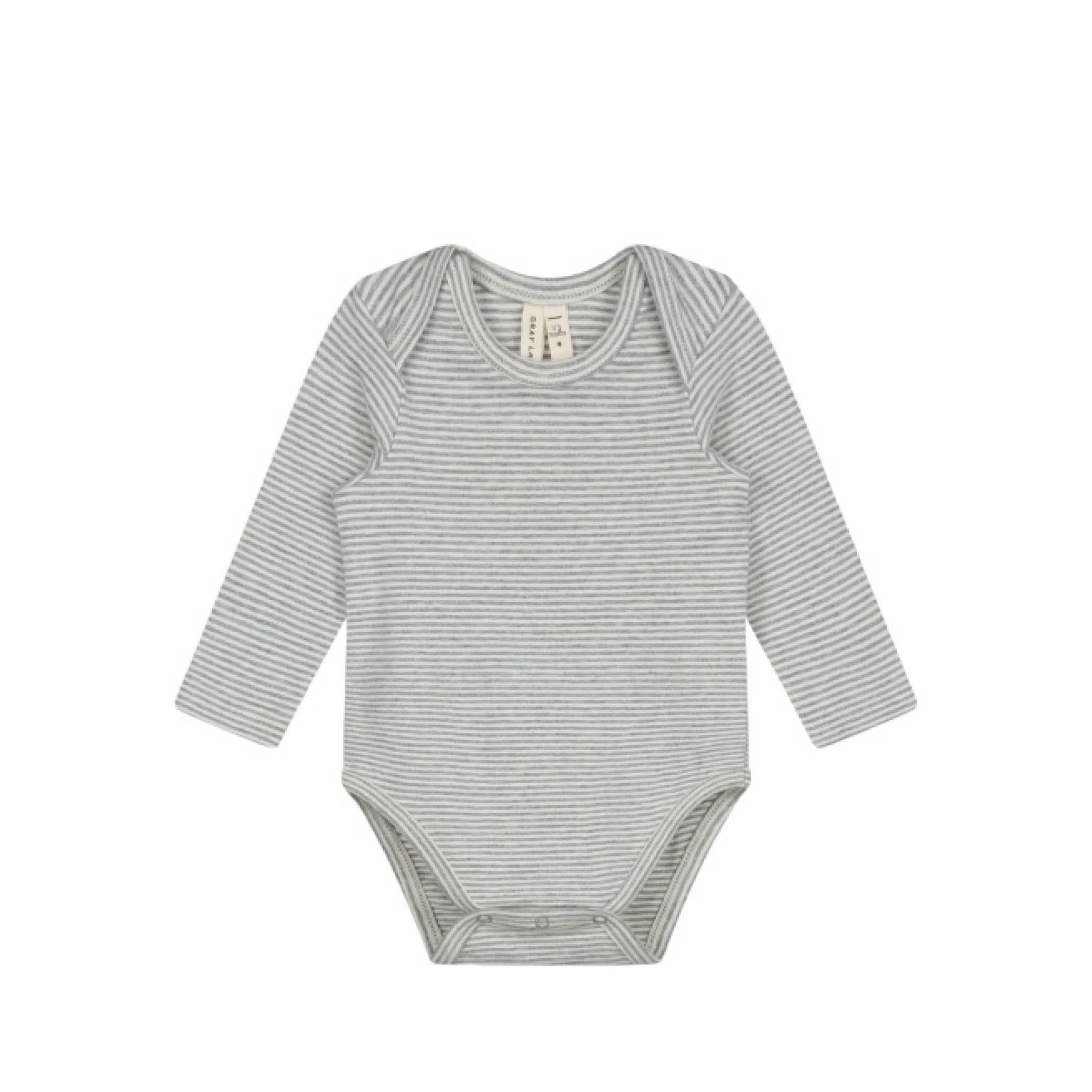 Long-sleeved Baby Body in grey melange/cream