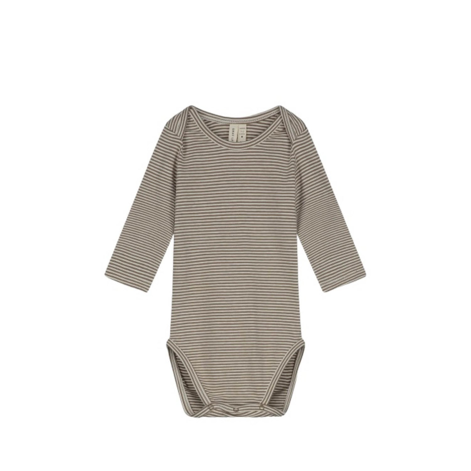 Long-sleeved Baby Body in brownie/cream