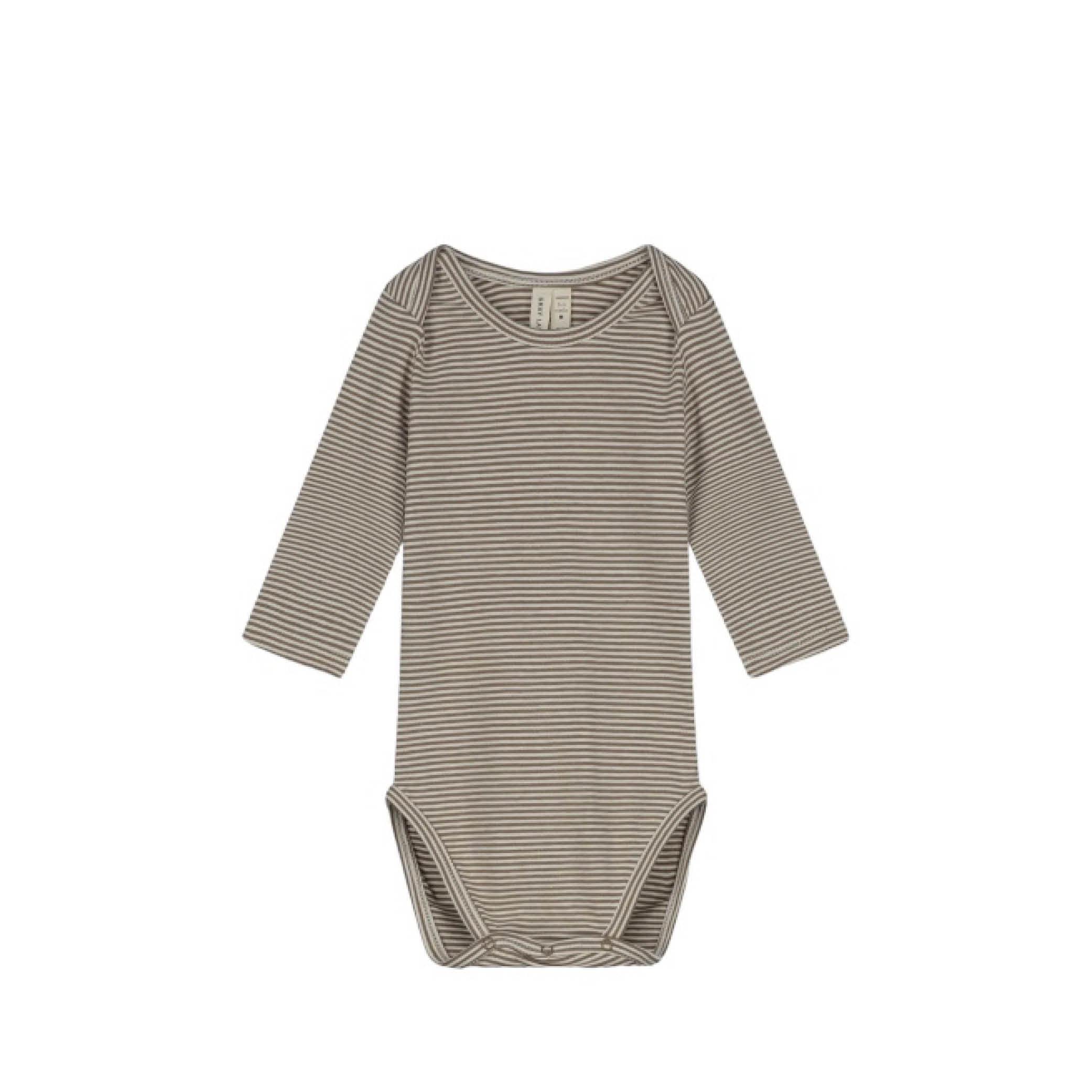 Long-sleeved Baby Body in brownie/cream