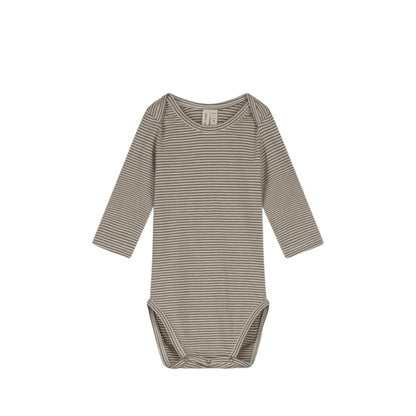 Long-sleeved Baby Body in brownie/cream