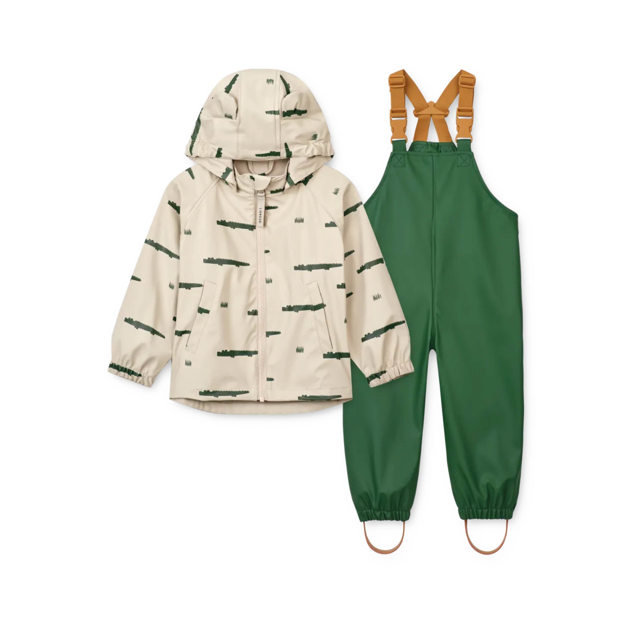 Set of 2, Rain jacket and -trousers Melodi in crocodile/sandy