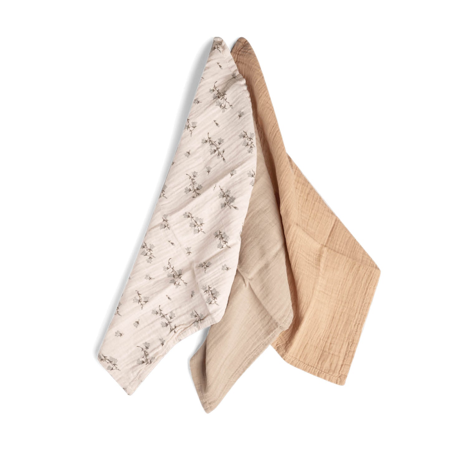 Set of 3, Muslin Burp Cloth in bluebell