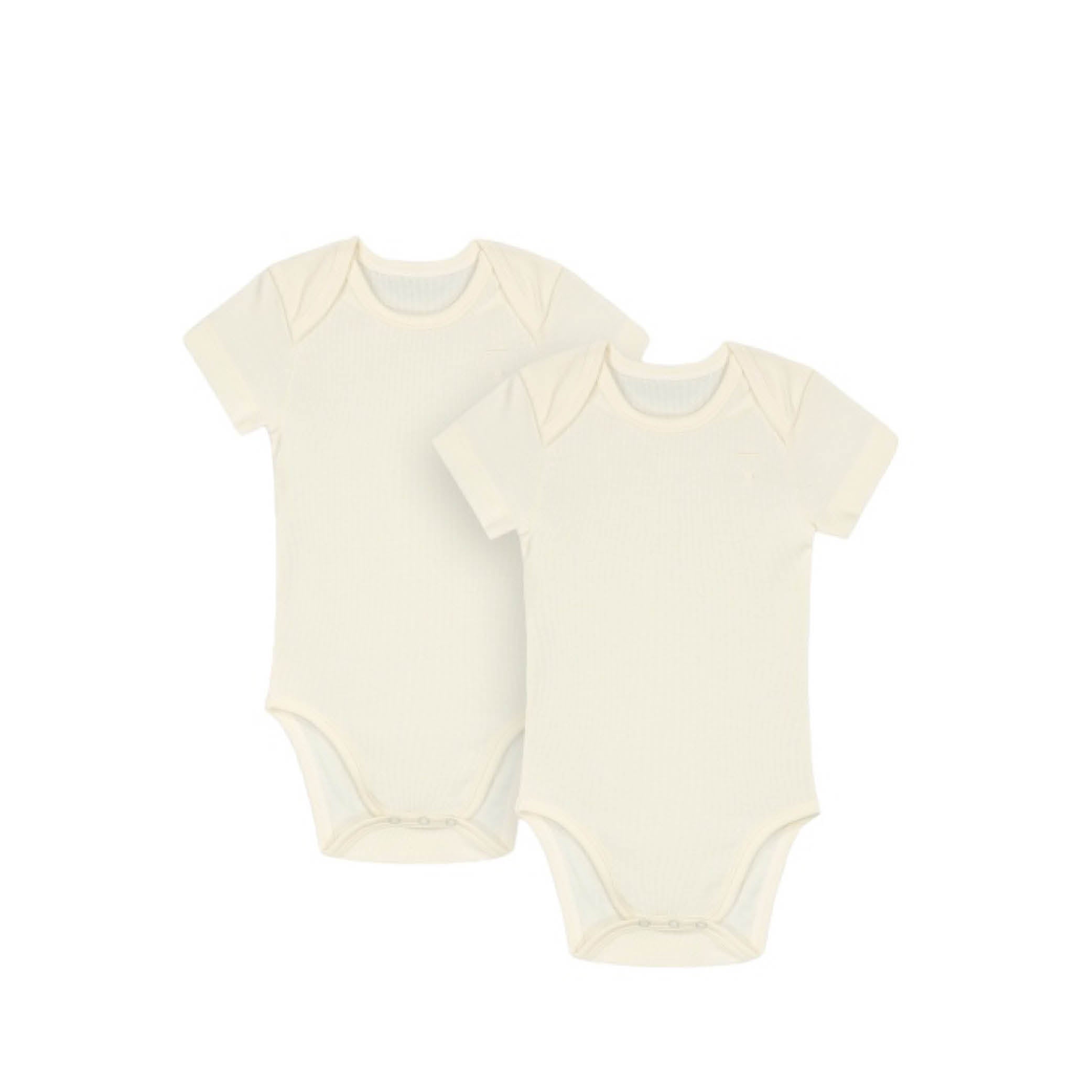 Set of 2, Short-sleeved Baby Body in cream