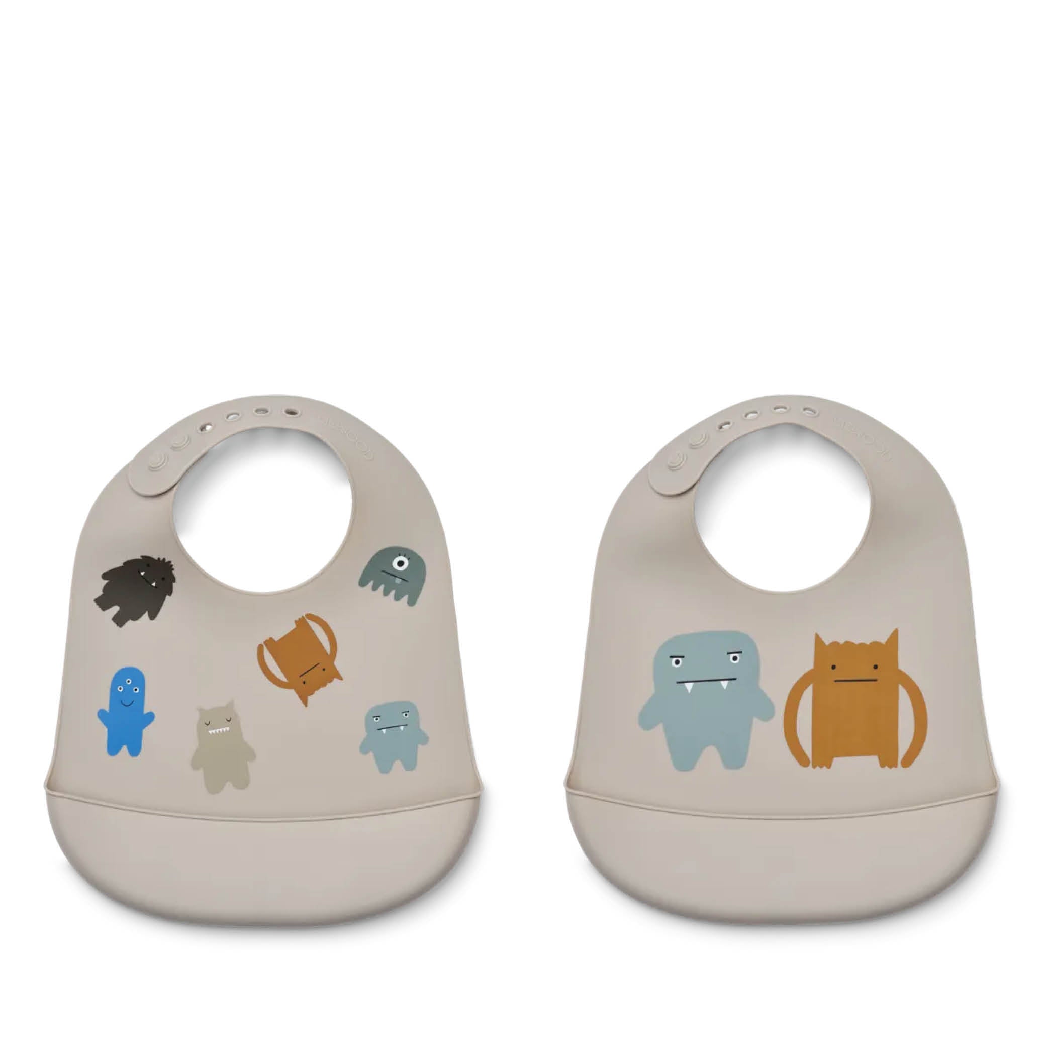 Set of 2, Silicone Bib Tilda in monster/mist