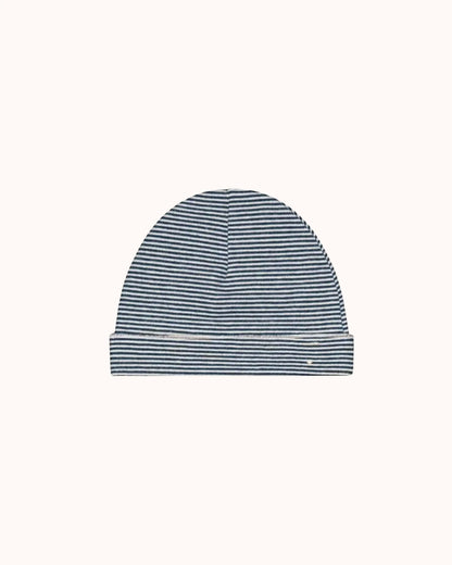 Baby Beanie in blue grey/cream
