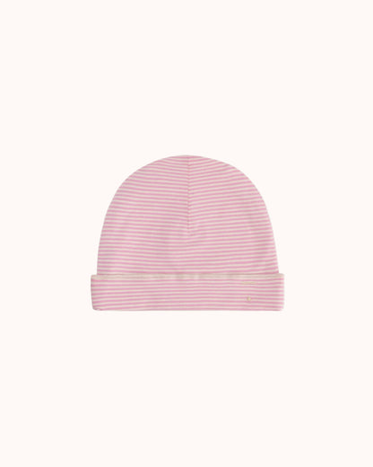 Baby Beanie in bubblegum/cream