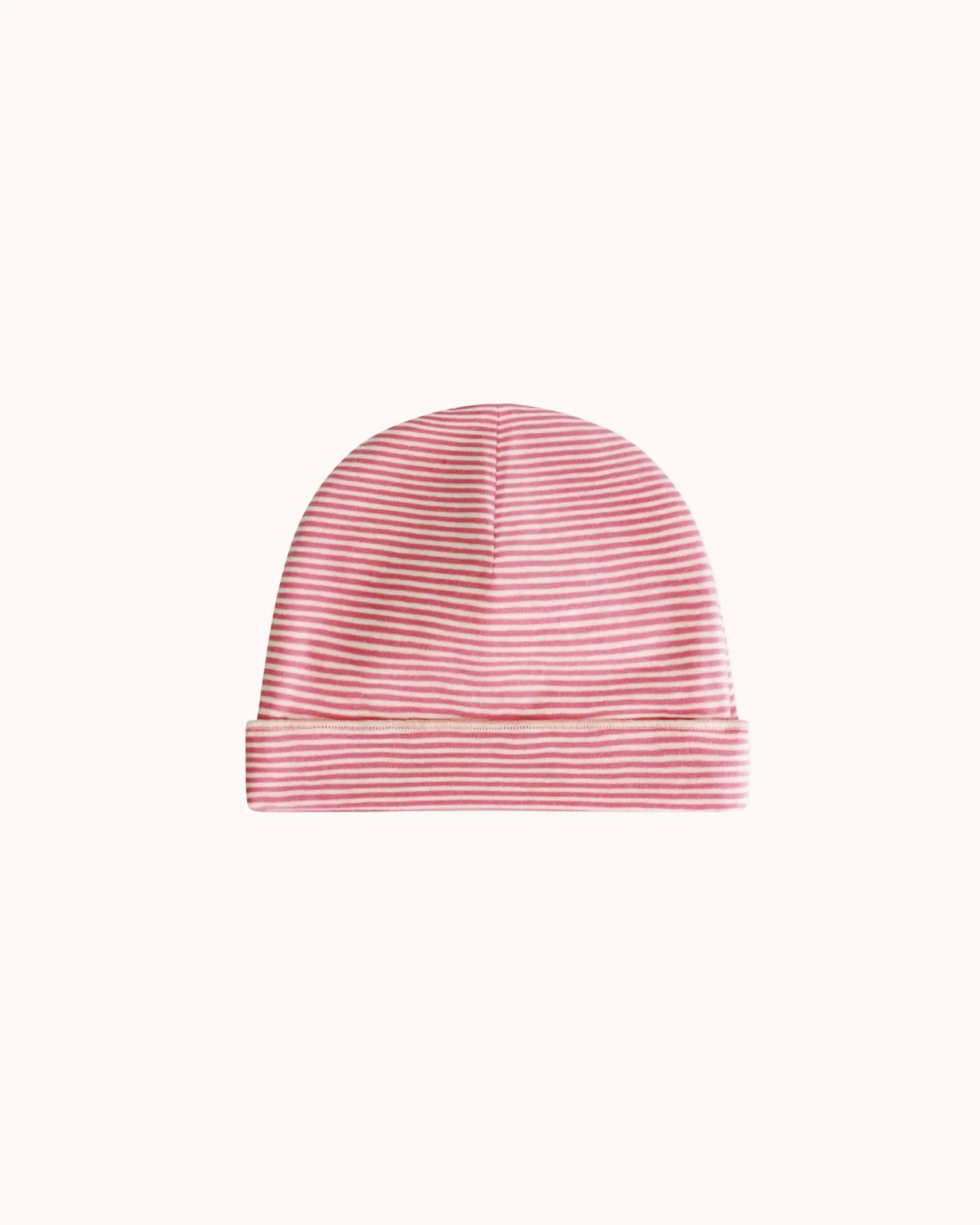 Baby Beanie in cherry/cream