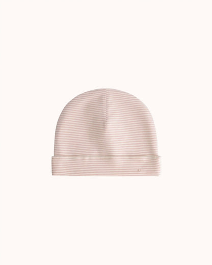Baby Beanie in faded pink/cream