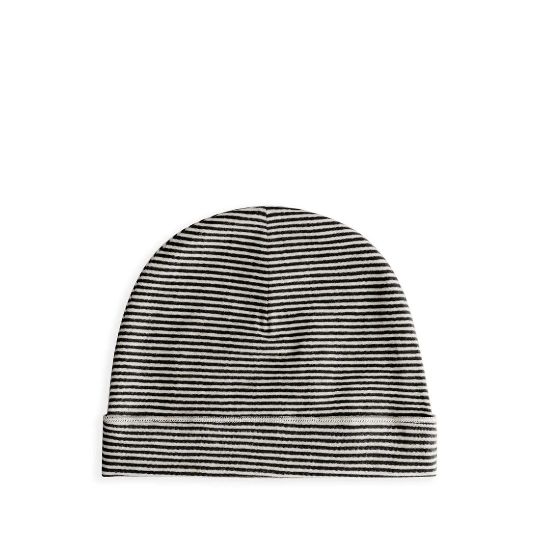 Baby Beanie in nearly black/cream