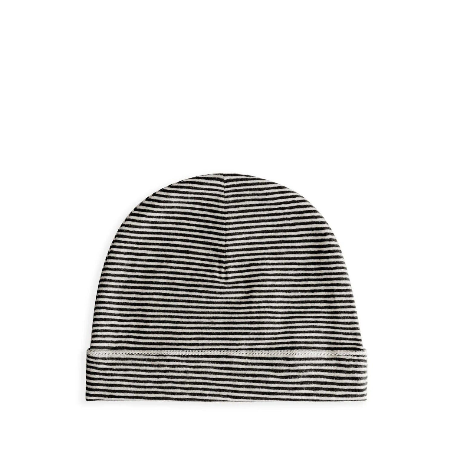 Baby Beanie in nearly black/cream