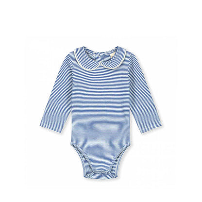 Baby Body mit Kragen in blue moon/cream