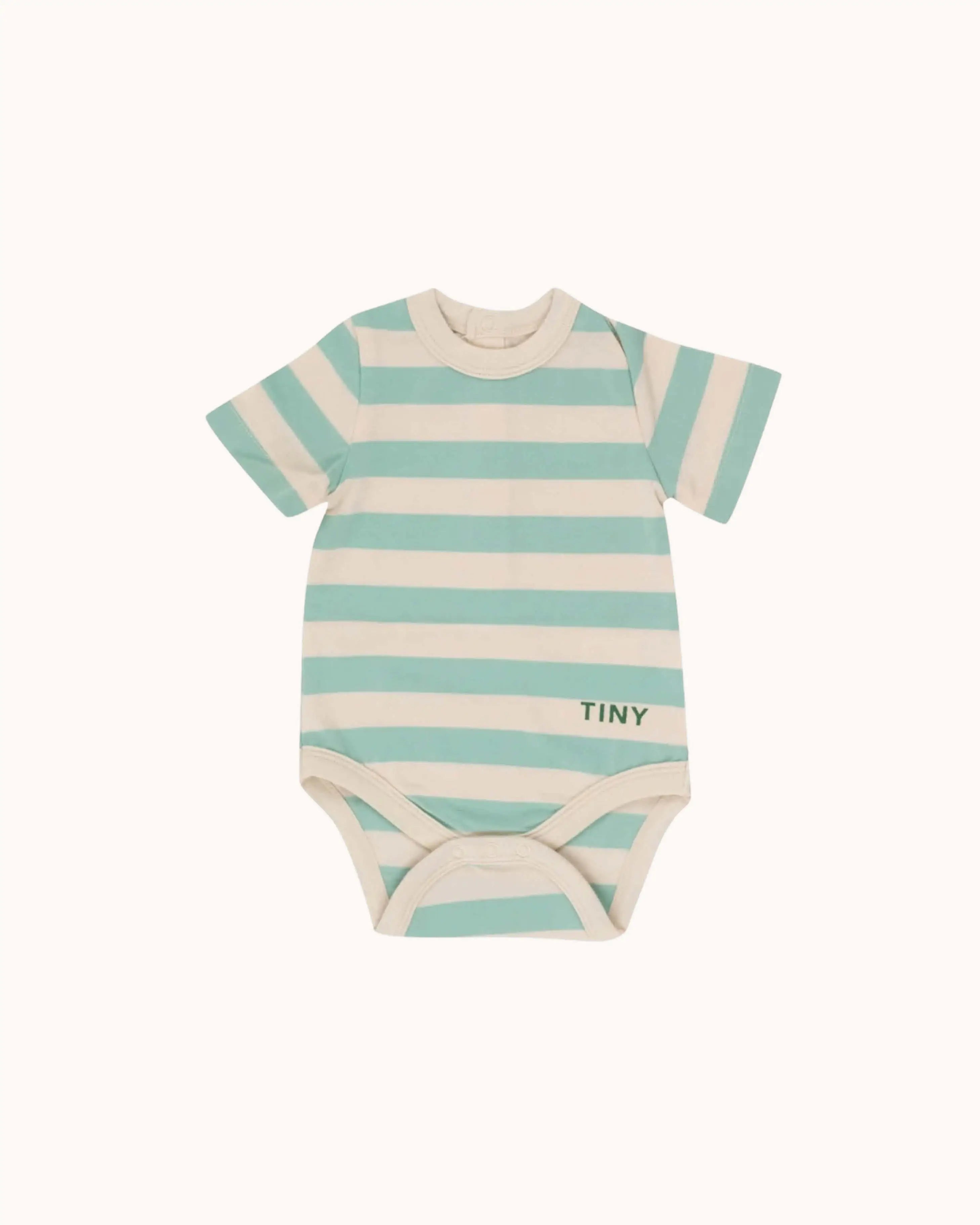 Gestreifter Baby Body in emerald/light cream