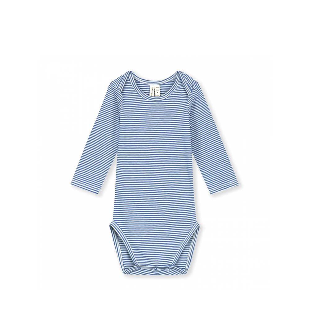 Langärmliger Baby Body in blue moon/cream