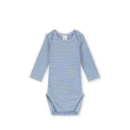 Langärmliger Baby Body in blue moon/cream