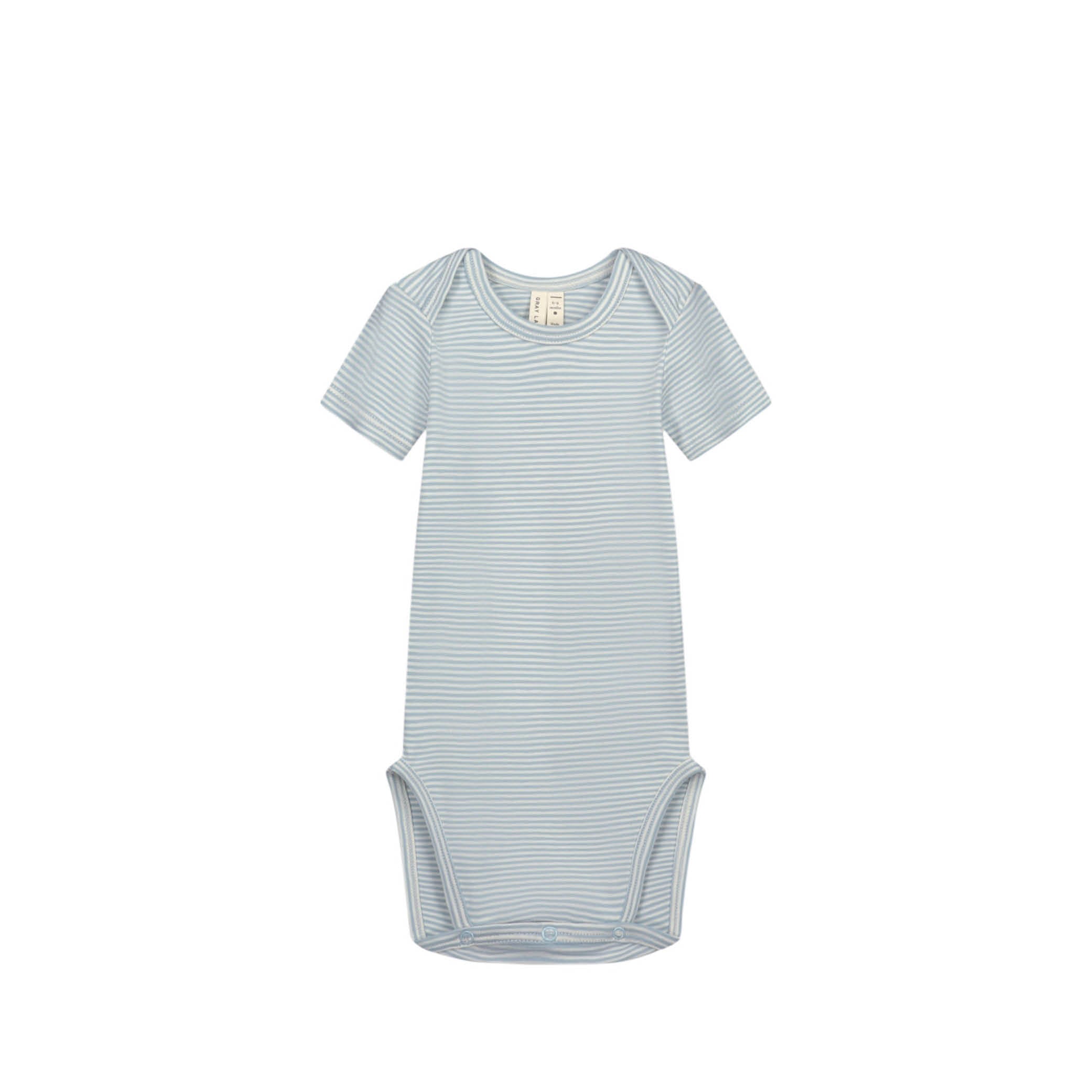 Short-sleeved Baby Body in sky/cream