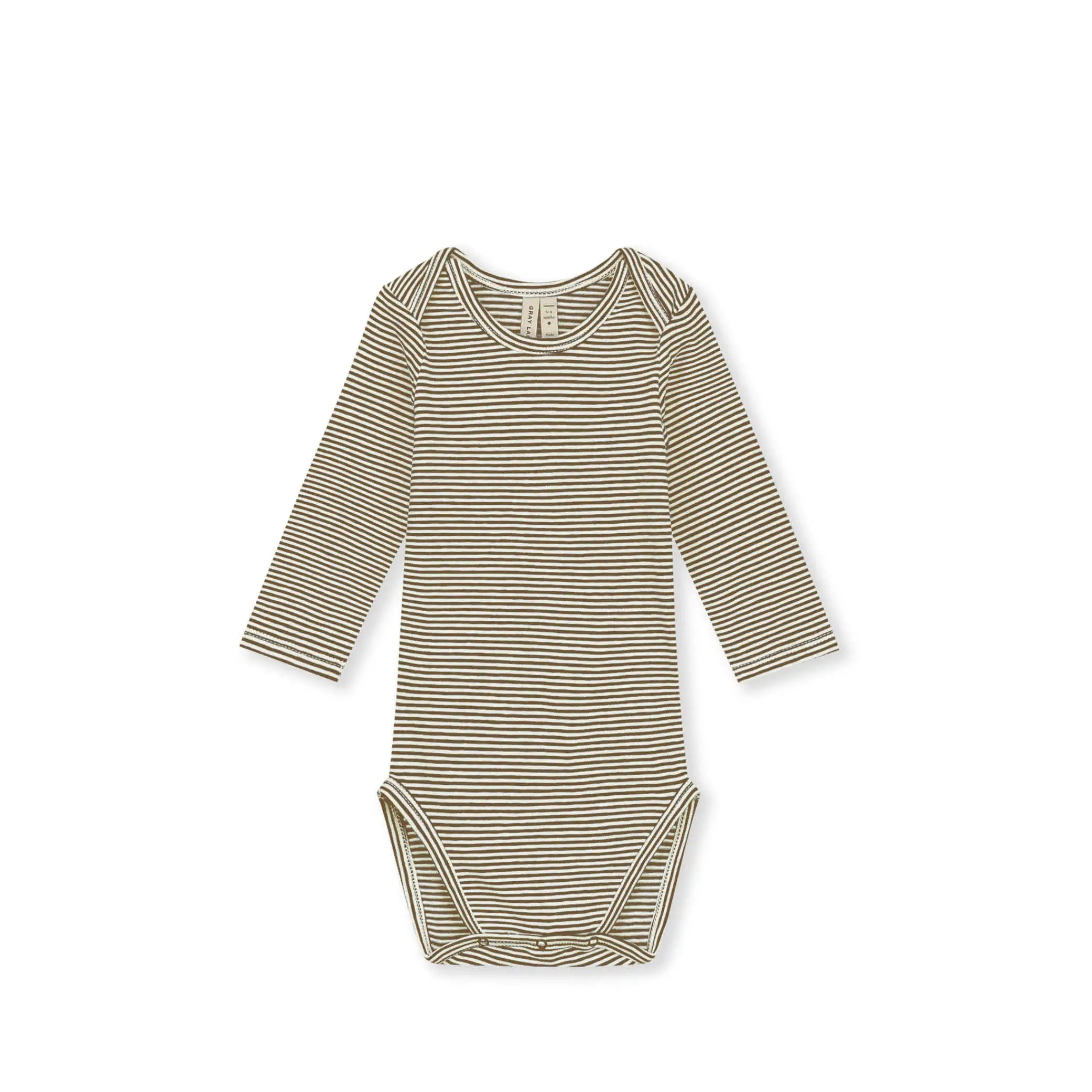 Short-sleeved Baby Body in woody/cream