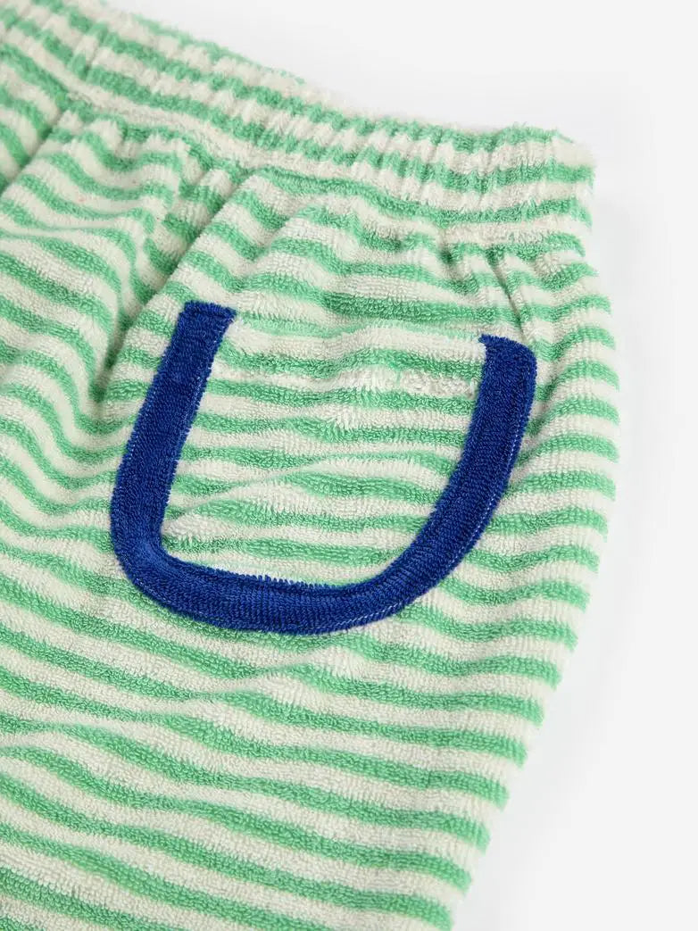 Baby Terry Cloth Pants in green stripes