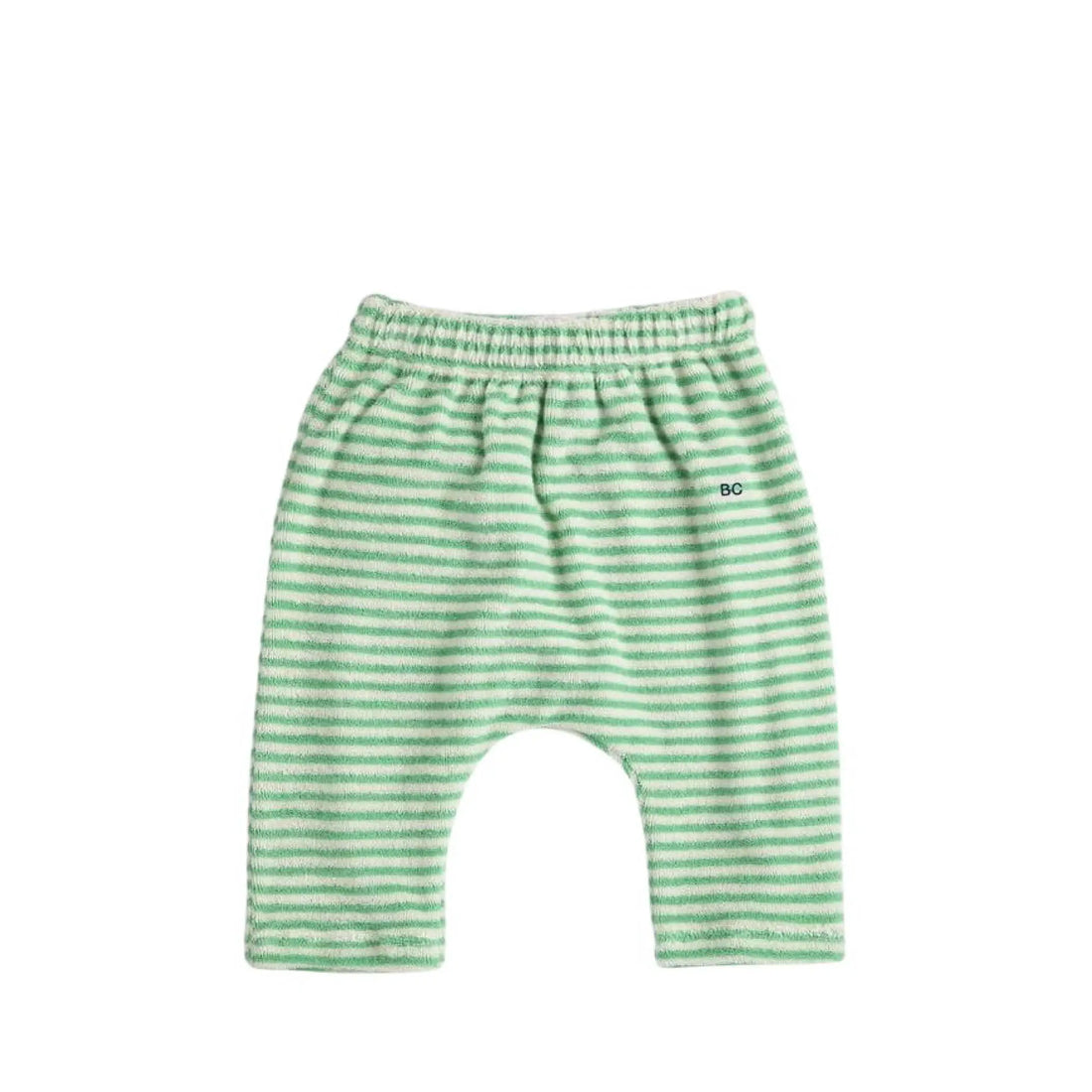 Baby Terry Cloth Pants in green stripes