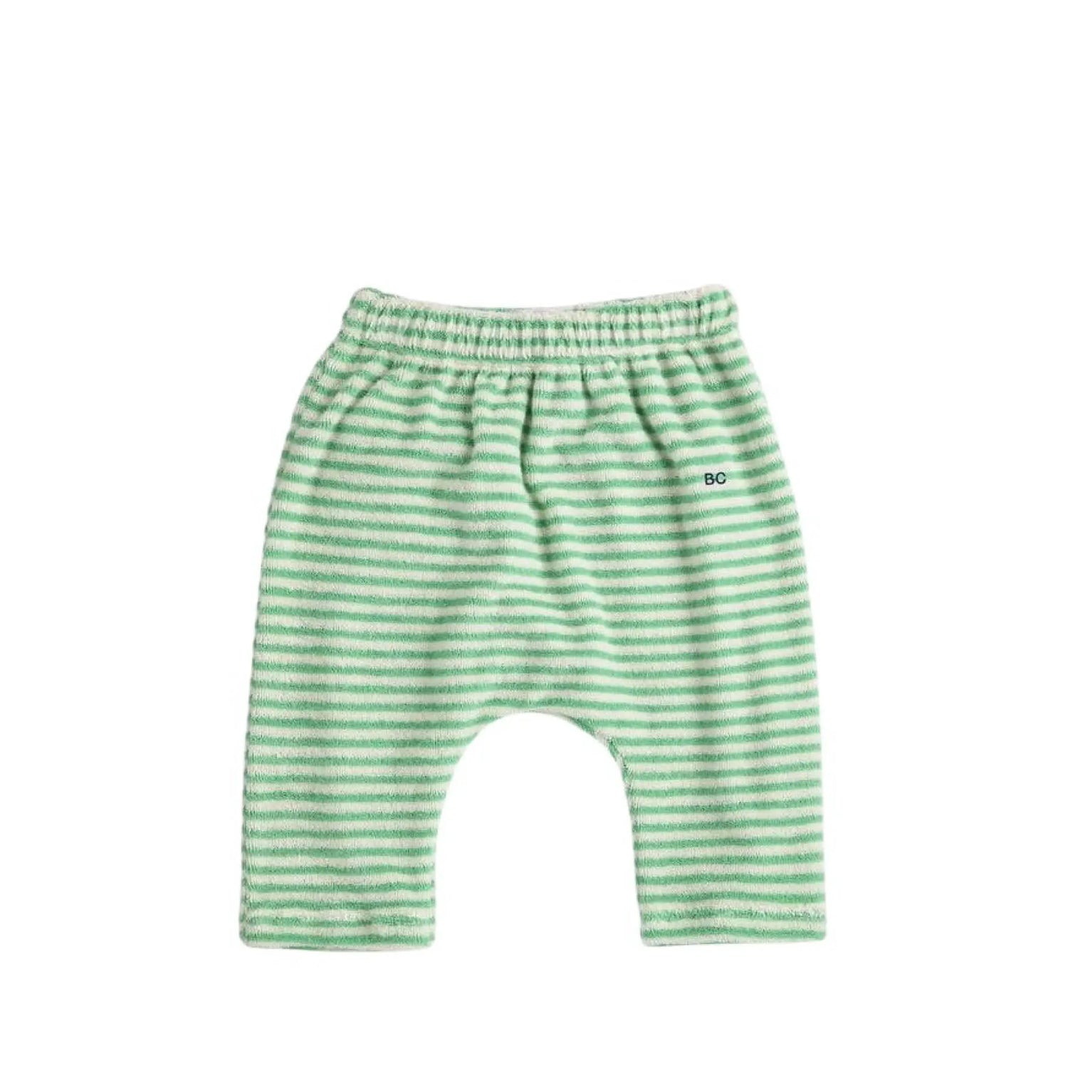 Baby Terry Cloth Pants in green stripes