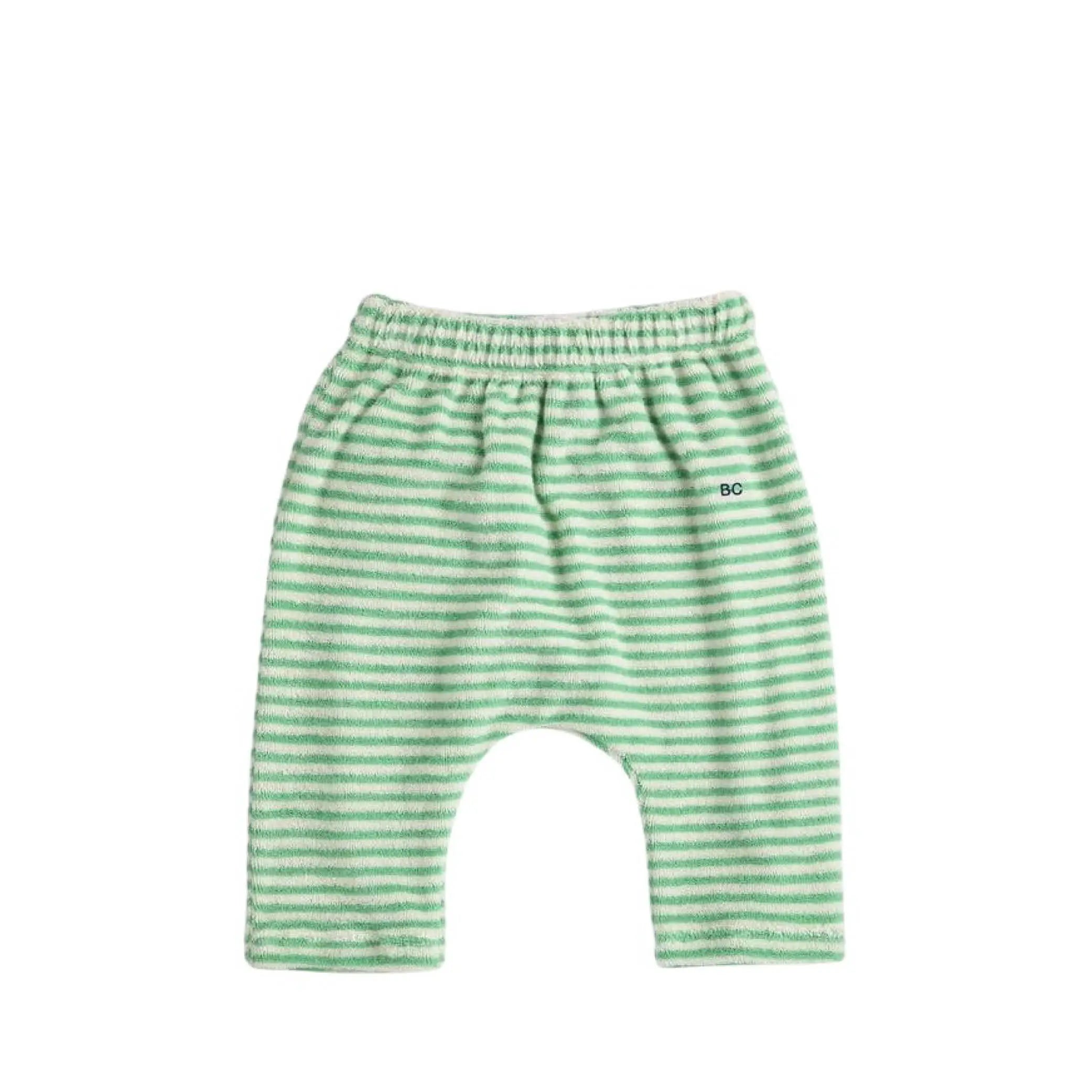 Baby Terry Cloth Pants in green stripes