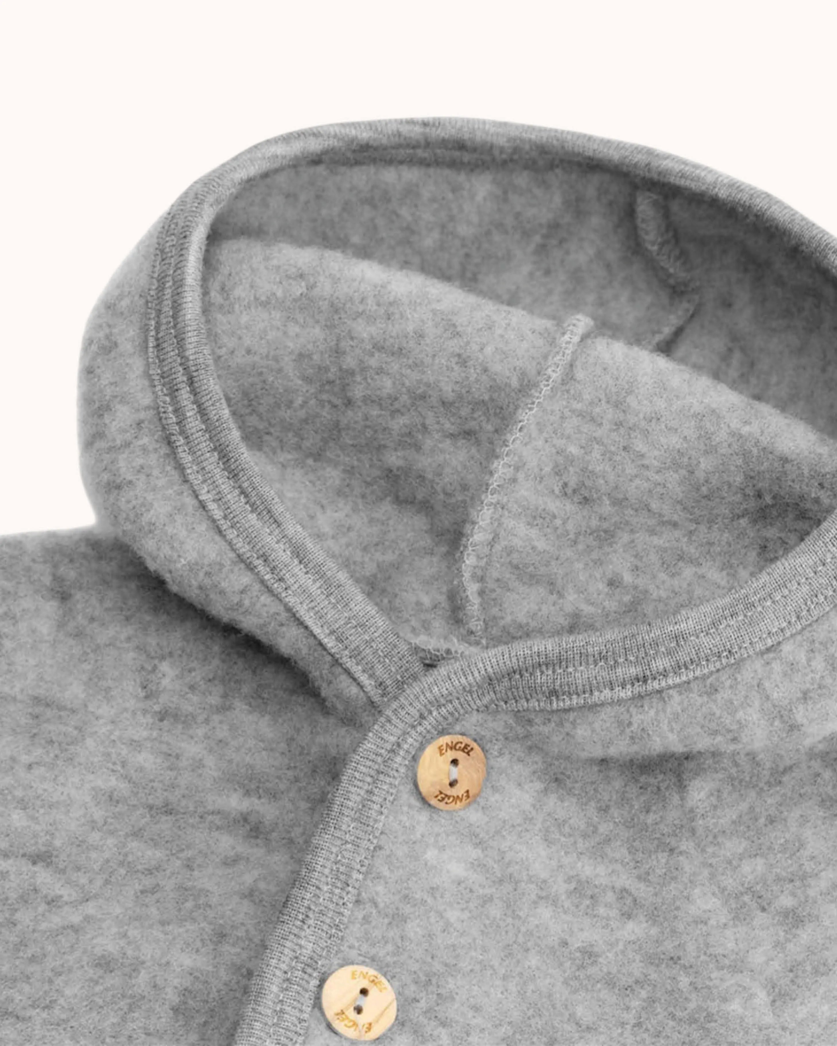 Baby Kapuzenjacke aus Wolle in gray melange