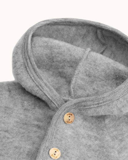 Wool Hooded Baby Jacket in gray melange
