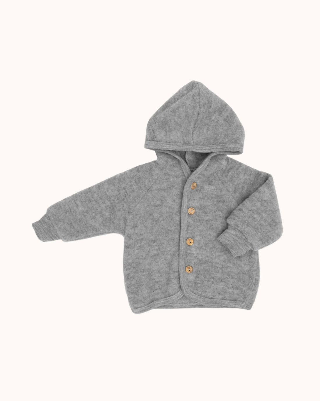 Wool Hooded Baby Jacket in gray melange