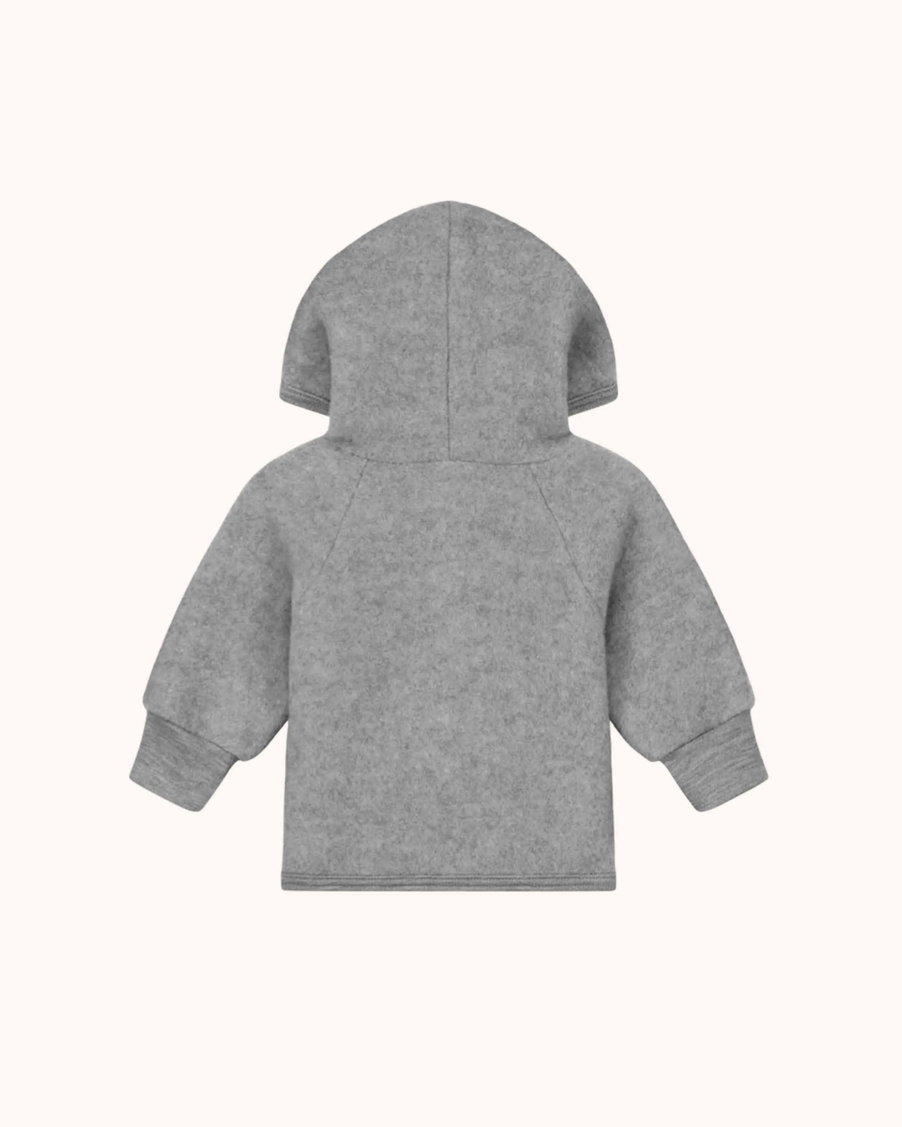 Baby Kapuzenjacke aus Wolle in gray melange