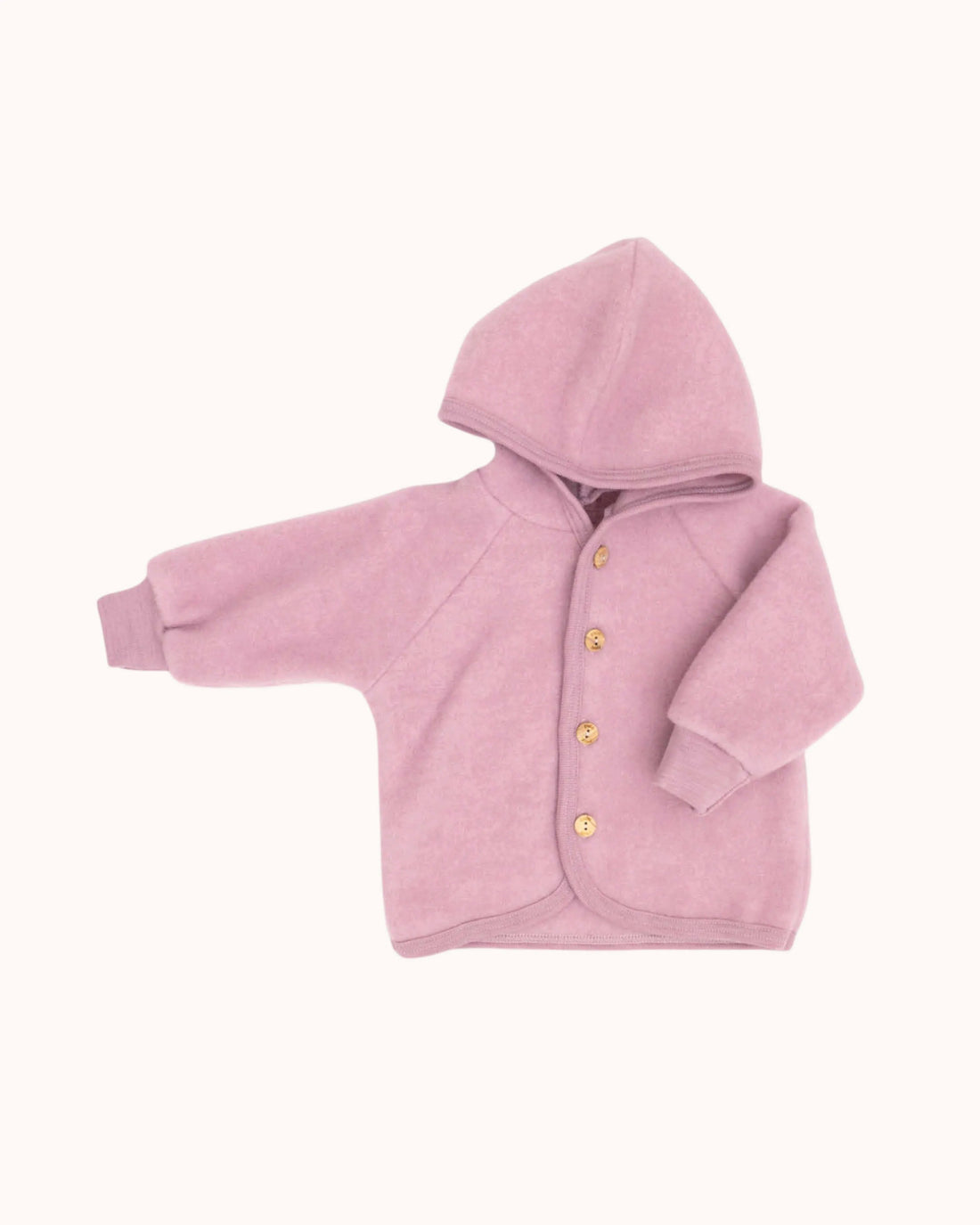 Wool Hooded Baby Jacket in rosenholz melange