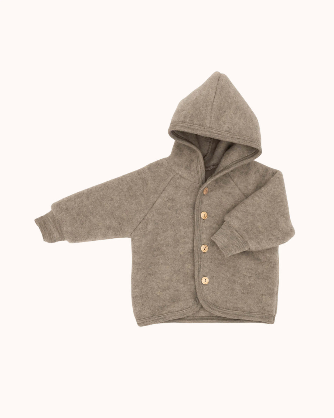 Wool Hooded Baby Jacket in walnut melange