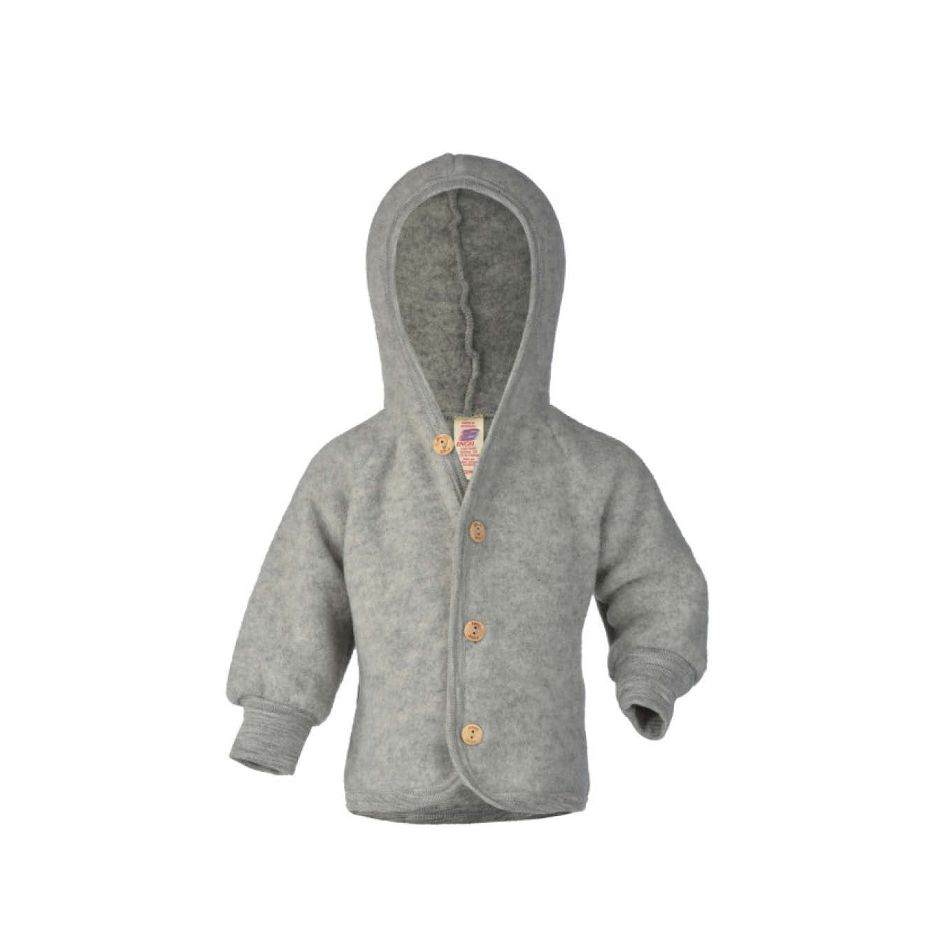 Wool Hooded Baby Jacket in gray melange