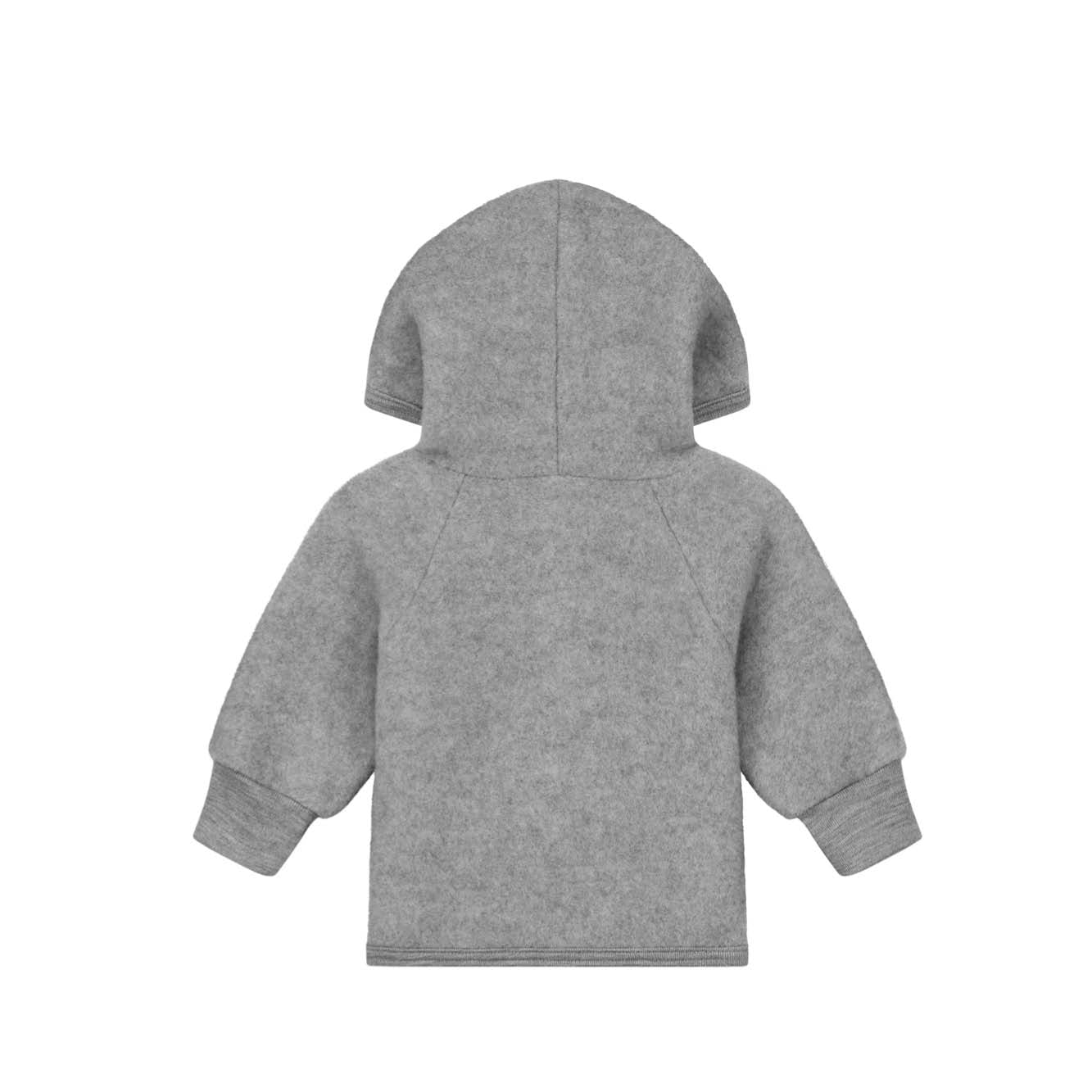 Wool Hooded Baby Jacket in gray melange