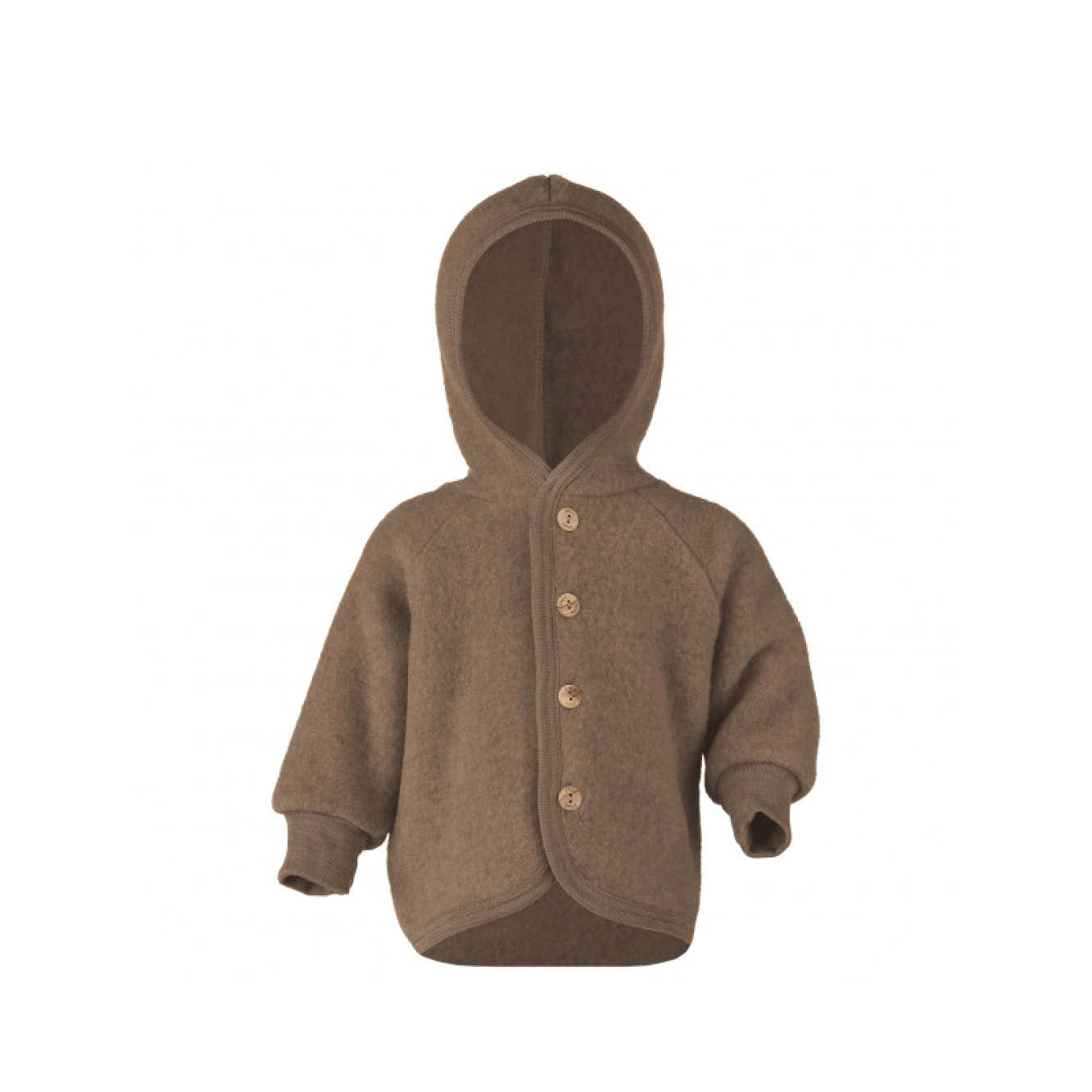 Wool Hooded Baby Jacket in walnut melange