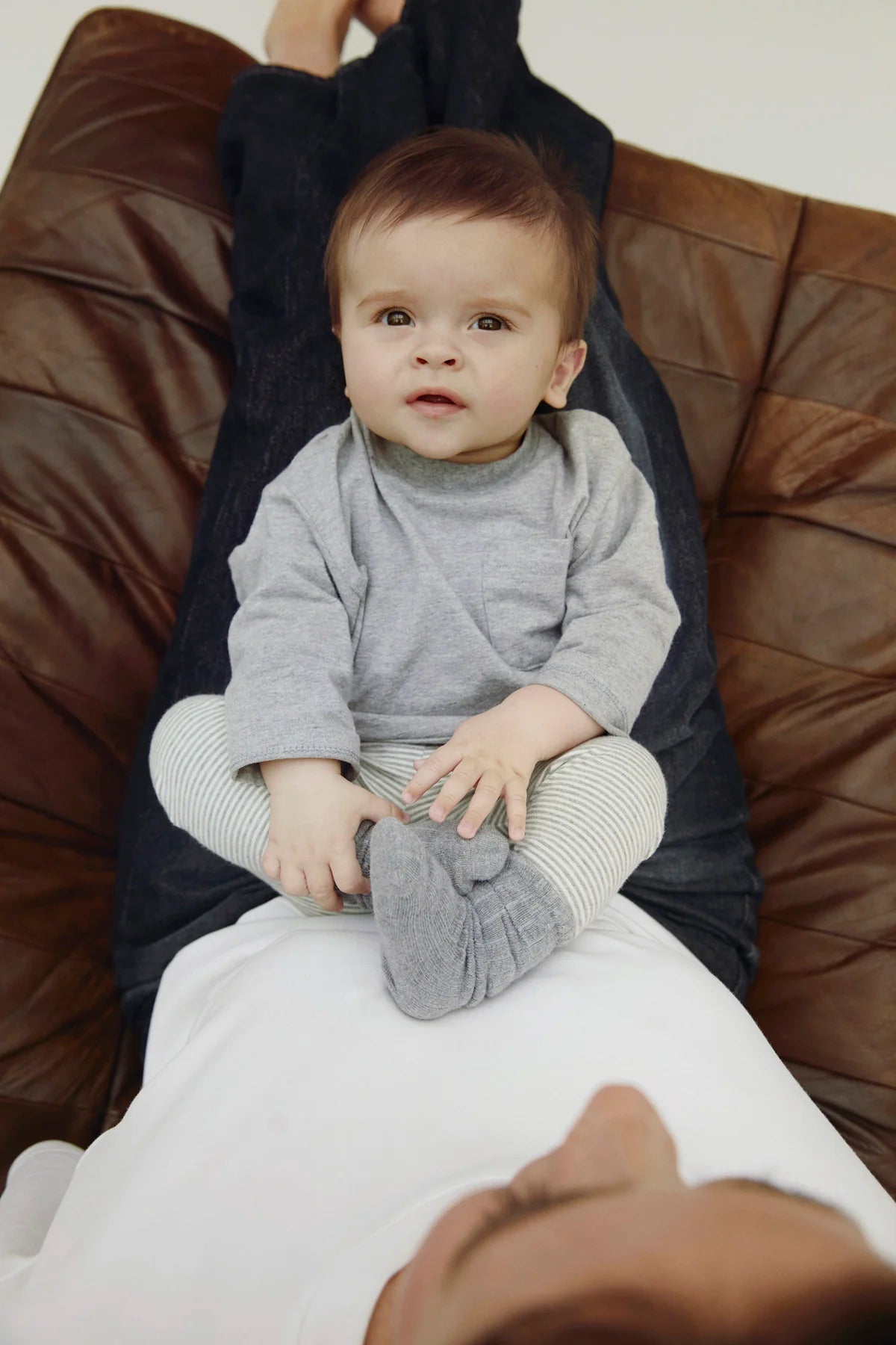 Baby Leggings in grey melange/cream