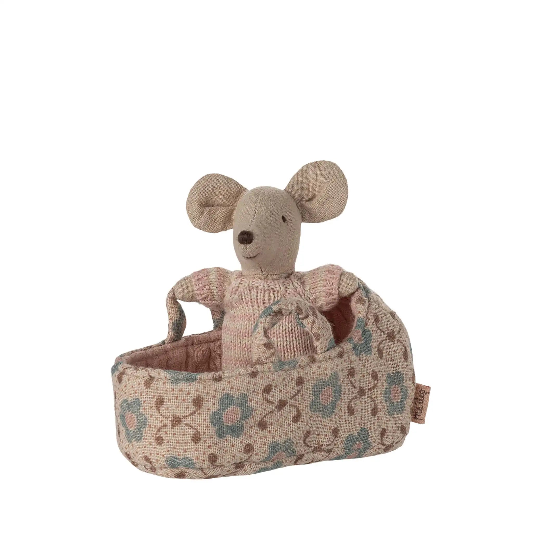 Baby Maus in rosa Tragetasche