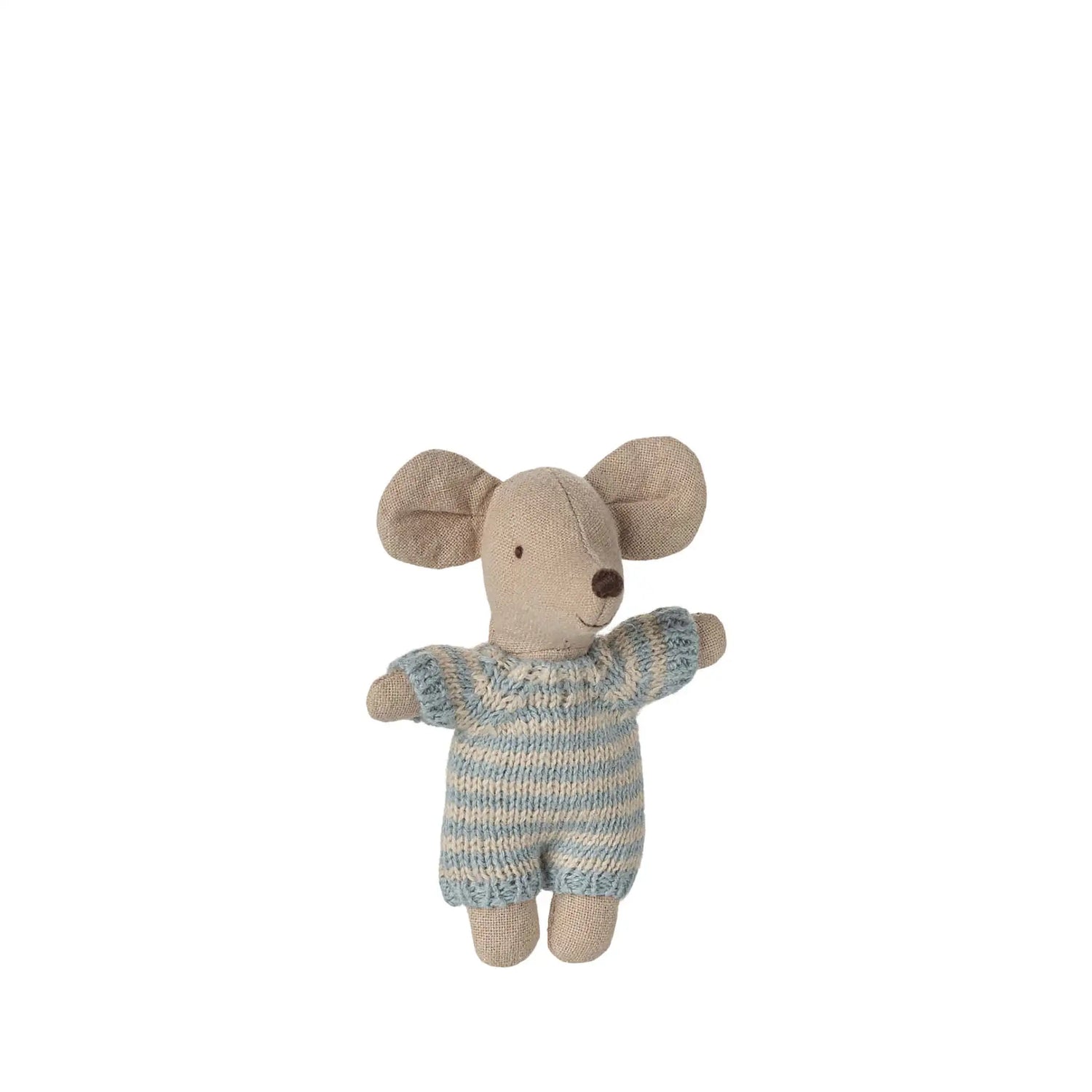 Baby Maus in blauer Tragetasche
