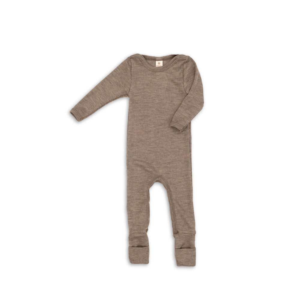 Wool/Silk Baby Overall in walnut melange