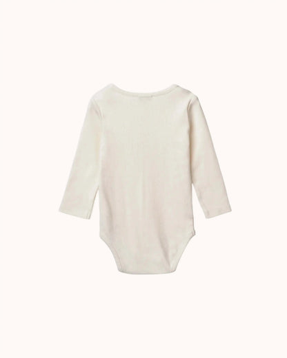 Langärmliger Baby Rib Body in creme de la creme