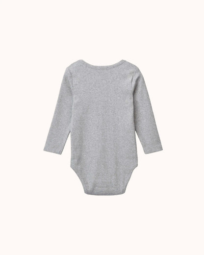 Long-sleeved Baby Rib Body in light grey melange