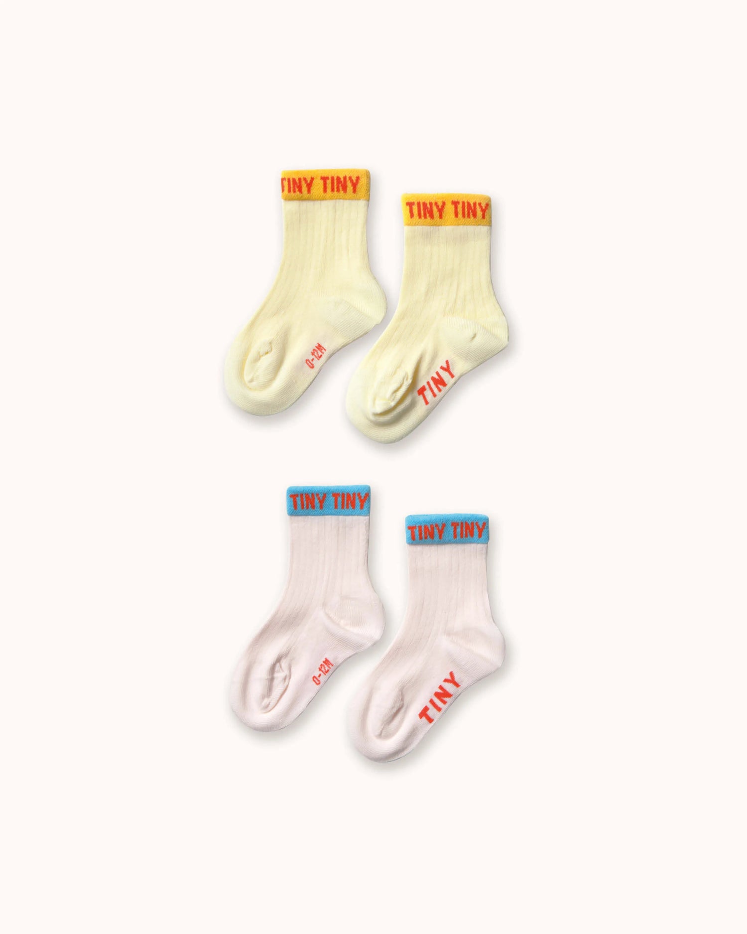 Baby Socks in dusty yellow/pastel pink – Set of 2