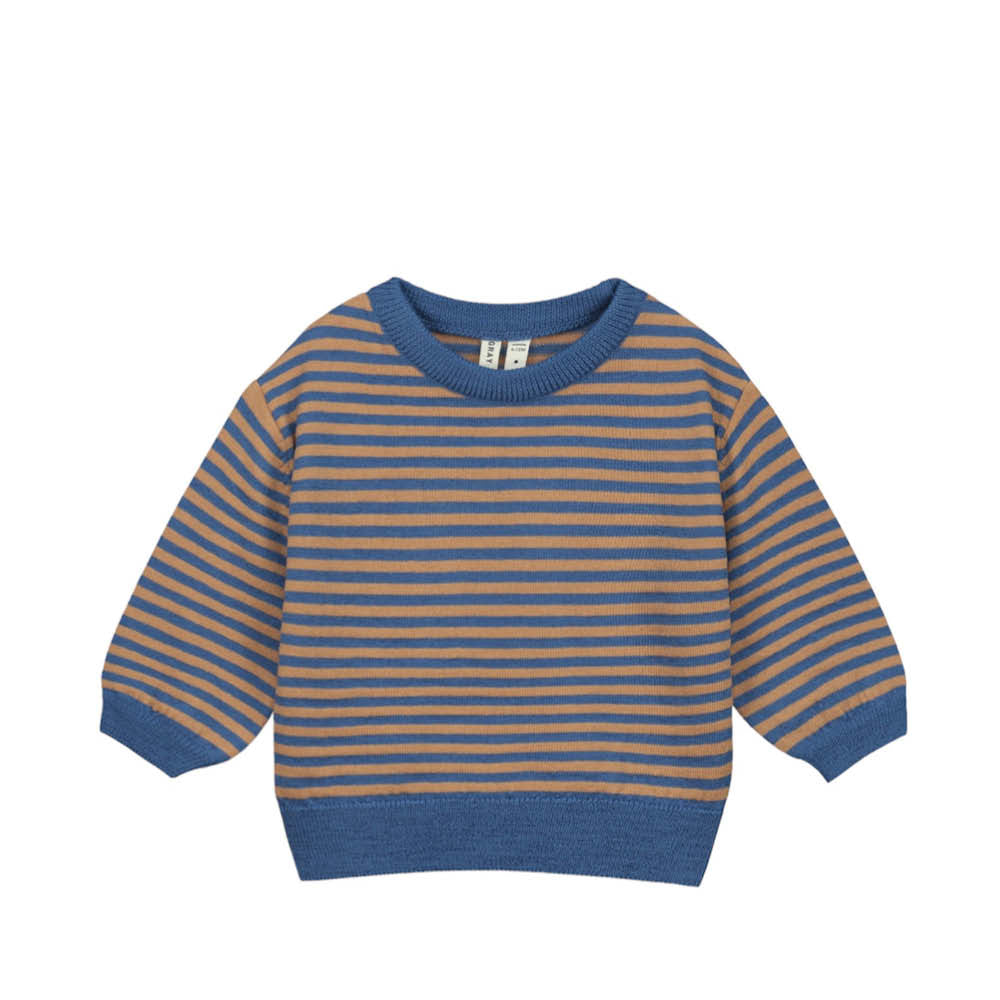 Baby Strickpullover in blue grey/peanut