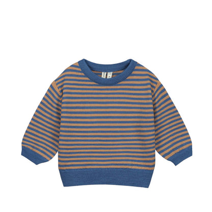 Baby Strickpullover in blue grey/peanut