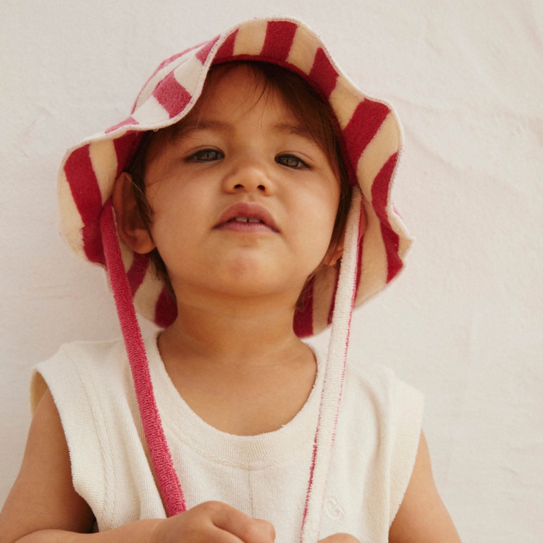 POP Baby Terry Sun Hat in cherry/cream