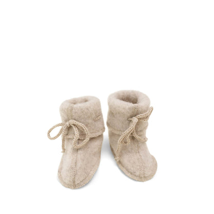 Wool Baby Booties in sand melange